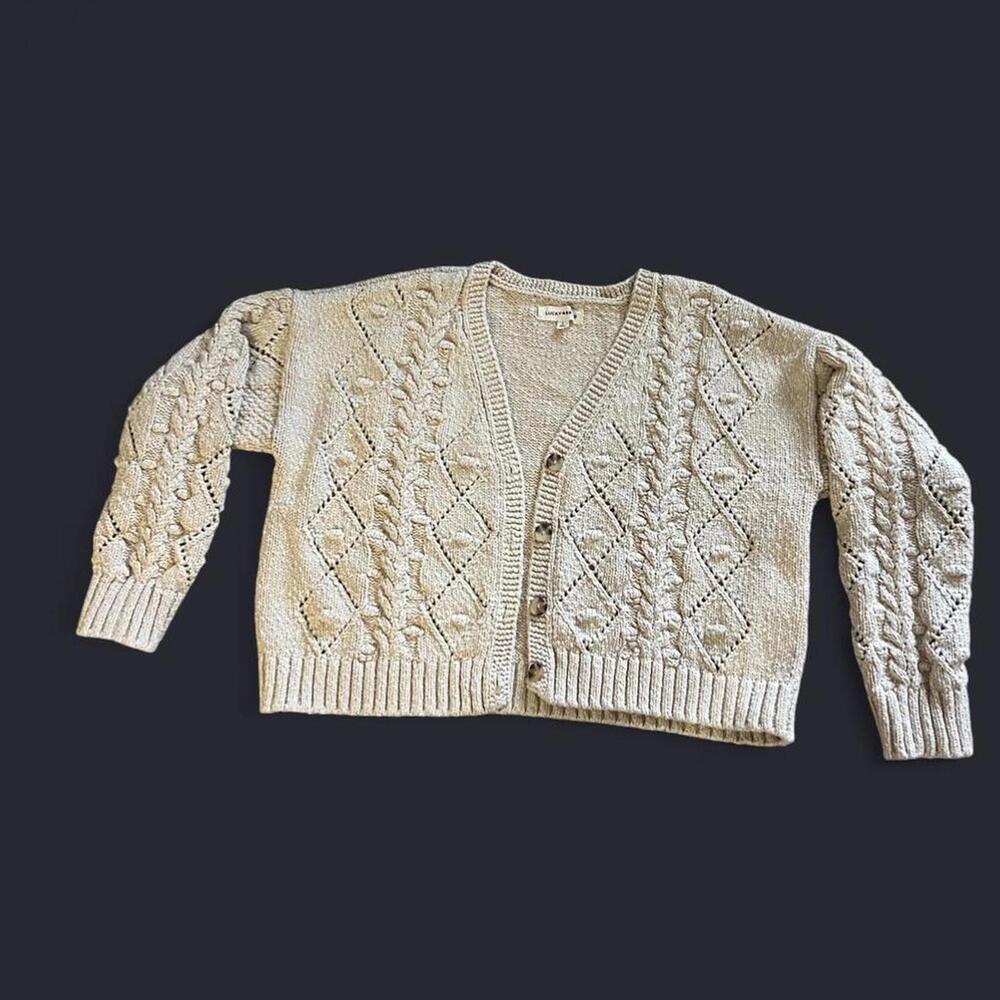 Lucky Brand Cream and white knitted cardigan cotton  #indie #cottage #Boho